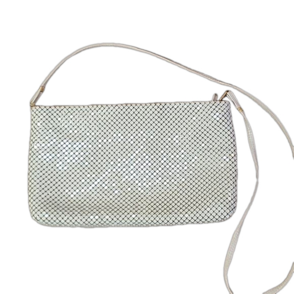 Whiting & Davis Ivory Metal Mesh Crossbody/Clutch Purse EUC